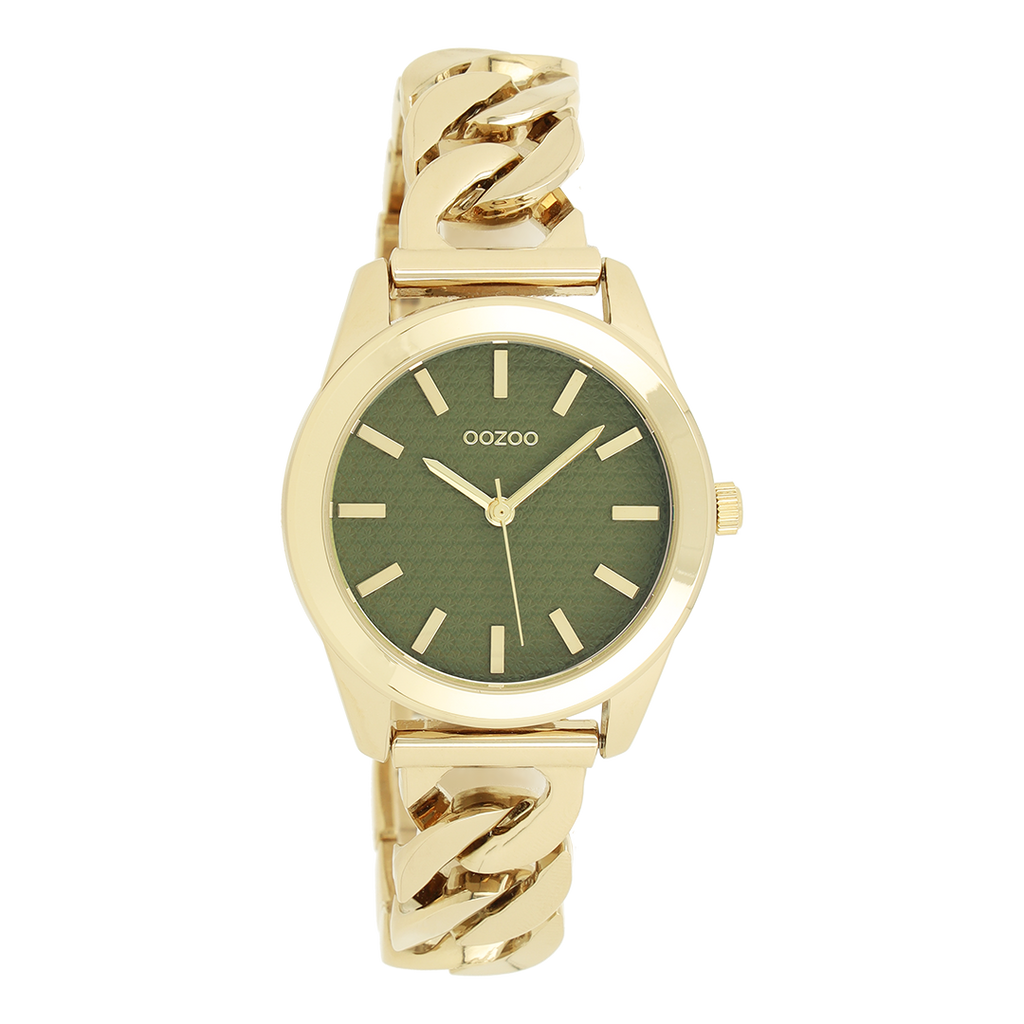 Gold coloured OOZOO watch with gold coloured petit chain bracelet - C11421