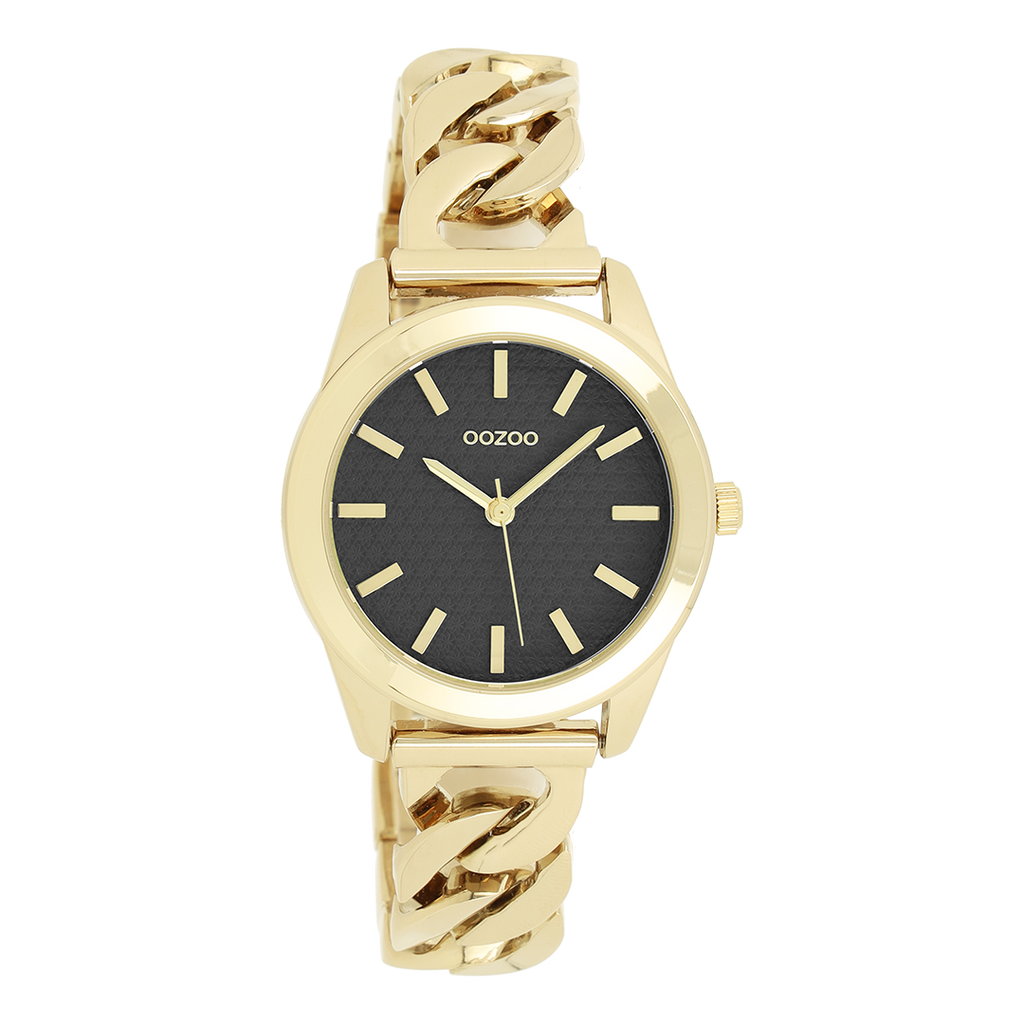 Gold coloured OOZOO watch with gold coloured petit chain bracelet - C11422