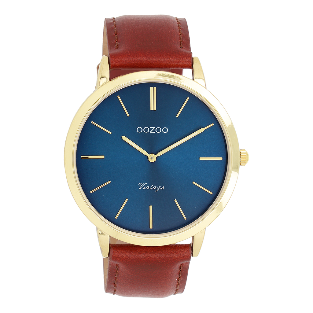 Gold coloured OOZOO watch with brown  leather strap - C20388