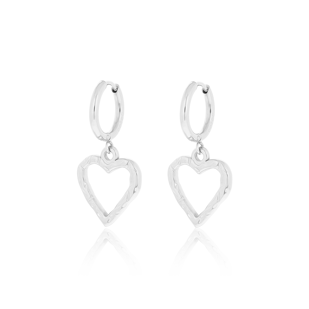 Silver coloured earrings with heart