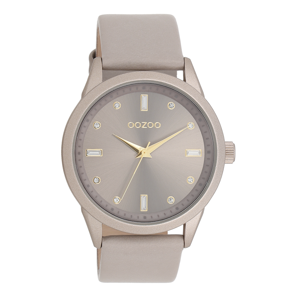 Taupe OOZOO watch with taupe leather strap - C11287