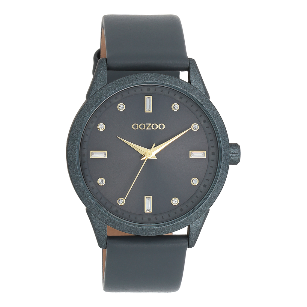 Smoke grey OOZOO watch with smoke grey leather strap - C11289