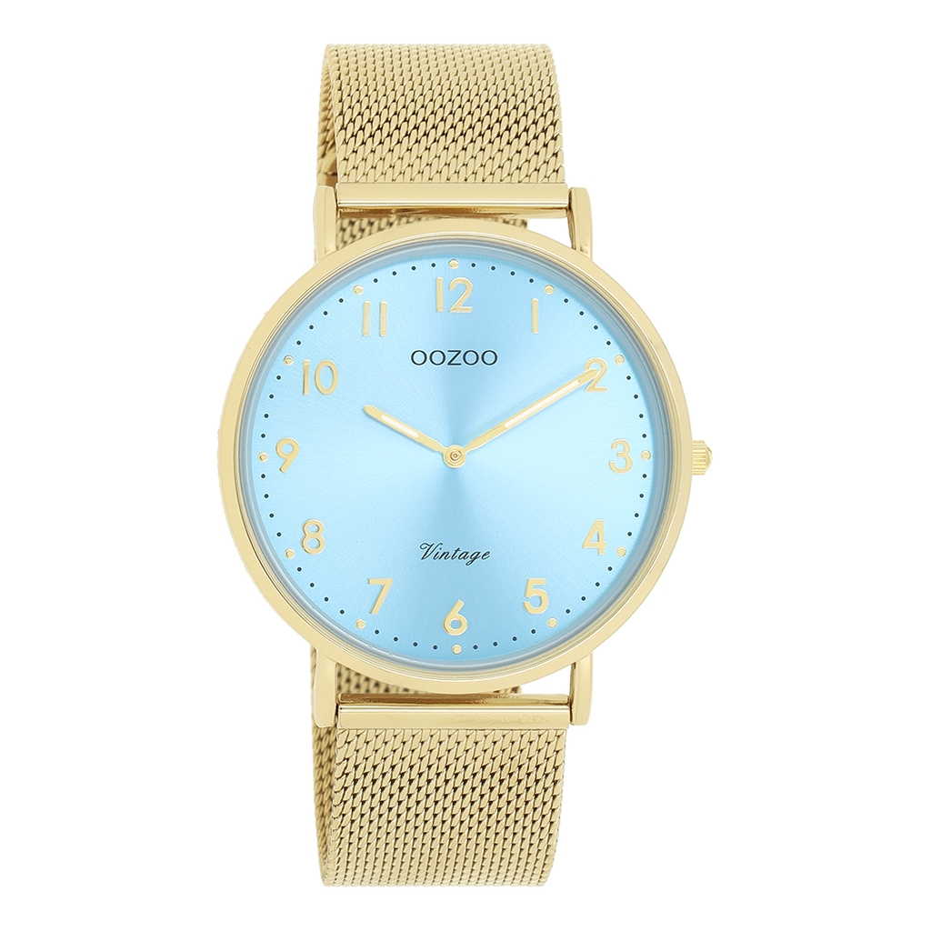 Gold coloured OOZOO watch with gold coloured metal mesh bracelet - C20343