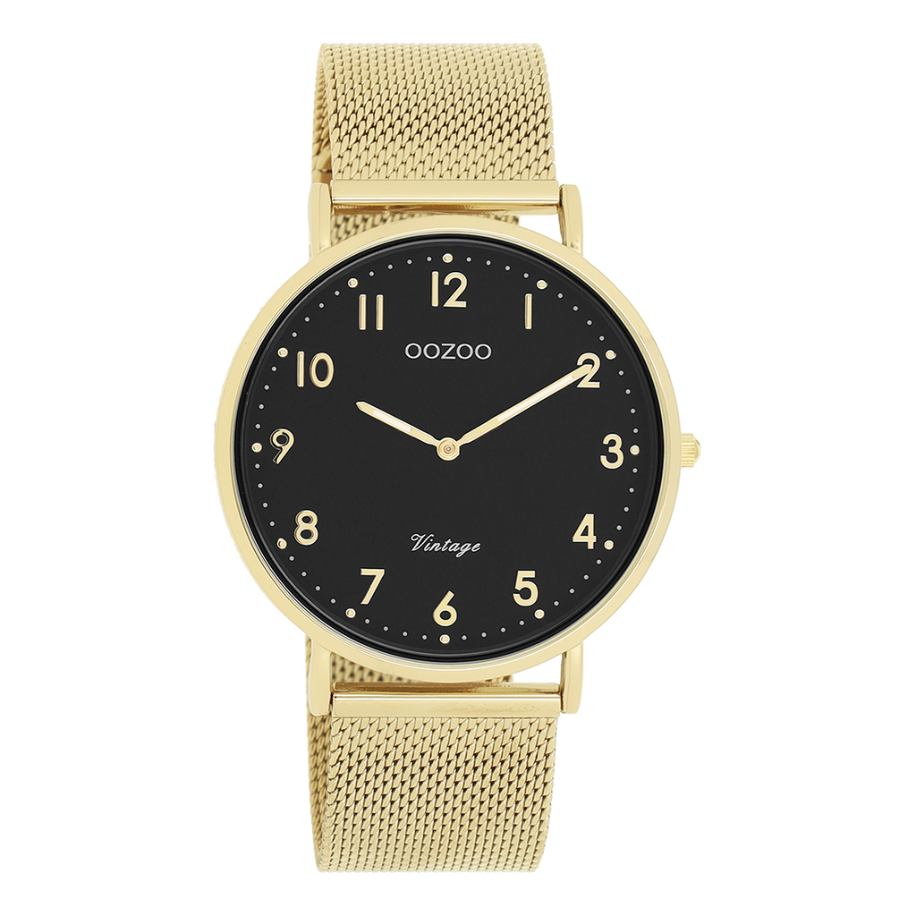 Gold coloured OOZOO watch with gold coloured metal mesh bracelet - C20344